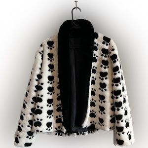 Ladies warm fur “Paw Print” Jacket